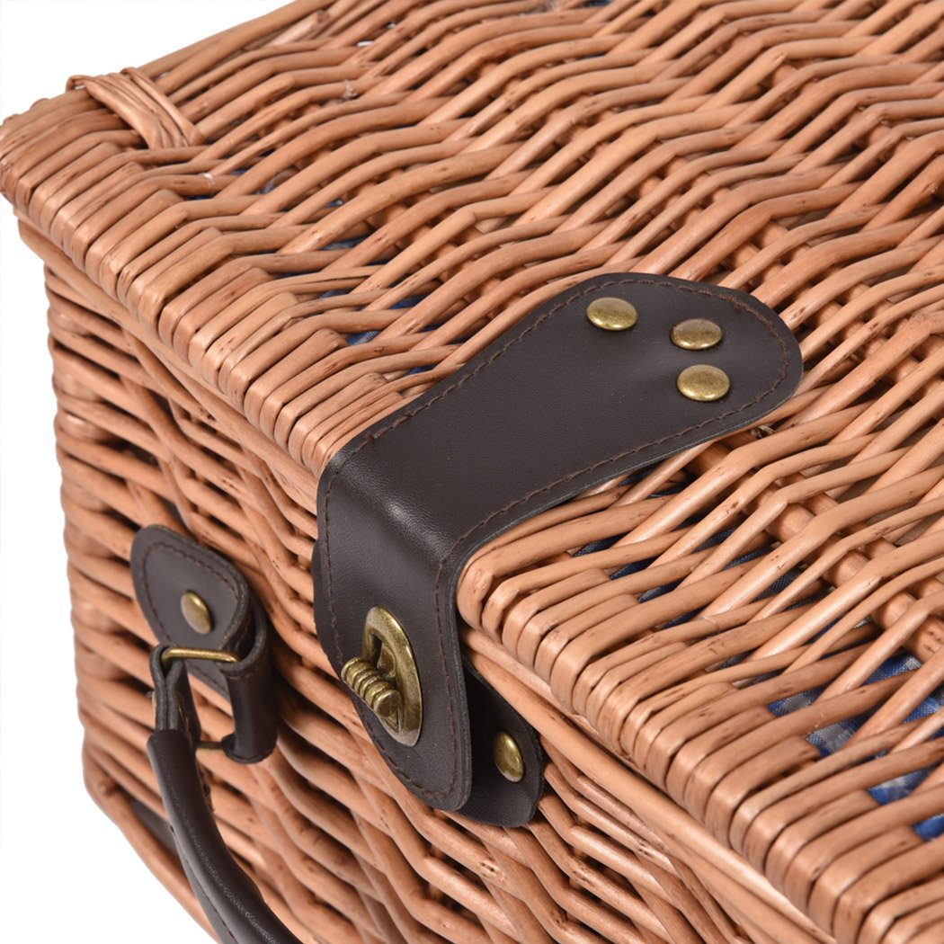 2 Person Picnic Basket Wicker Baskets Set Insulated Outdoor Blanket