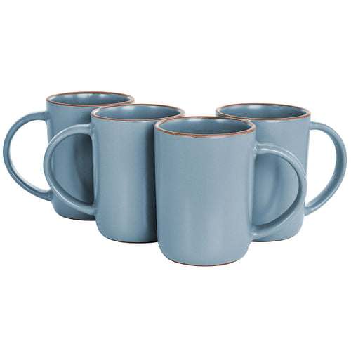 4 Piece 17oz Terracotta Mug Set in Light Blue