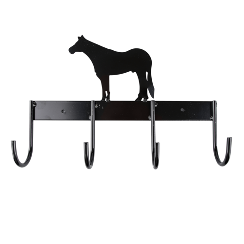 Elegant Horse Design Zinc Plated Tack Rack - 8" Wide