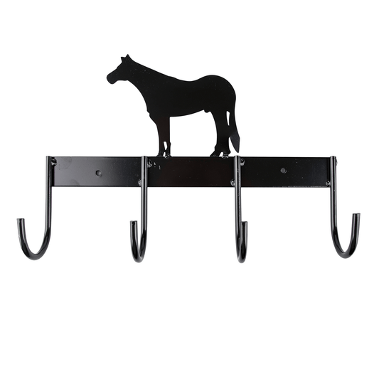 Elegant Horse Design Zinc Plated Tack Rack - 8" Wide