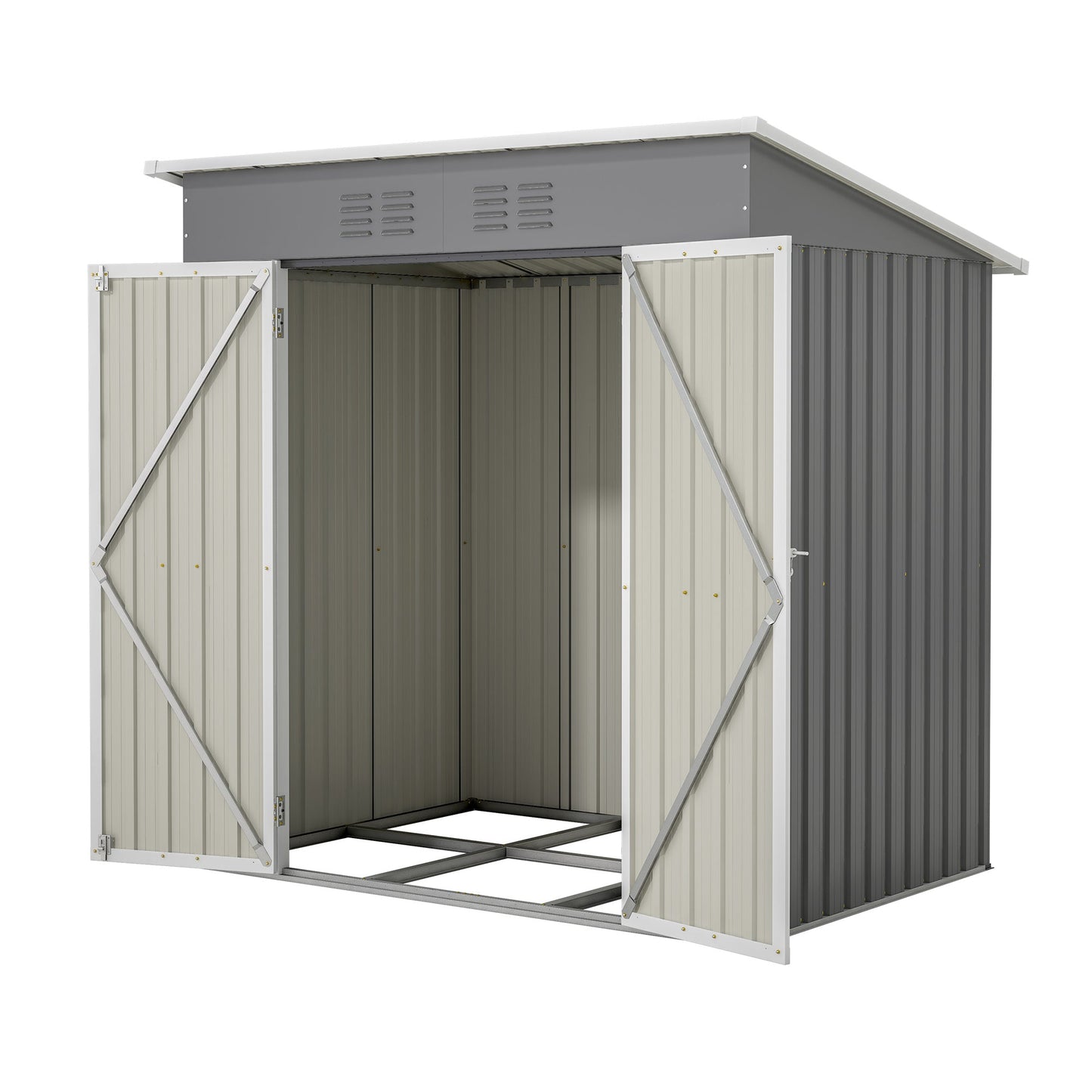 6'x4' Outdoor Metal Storage Shed For Garden Tools Lockable Door With