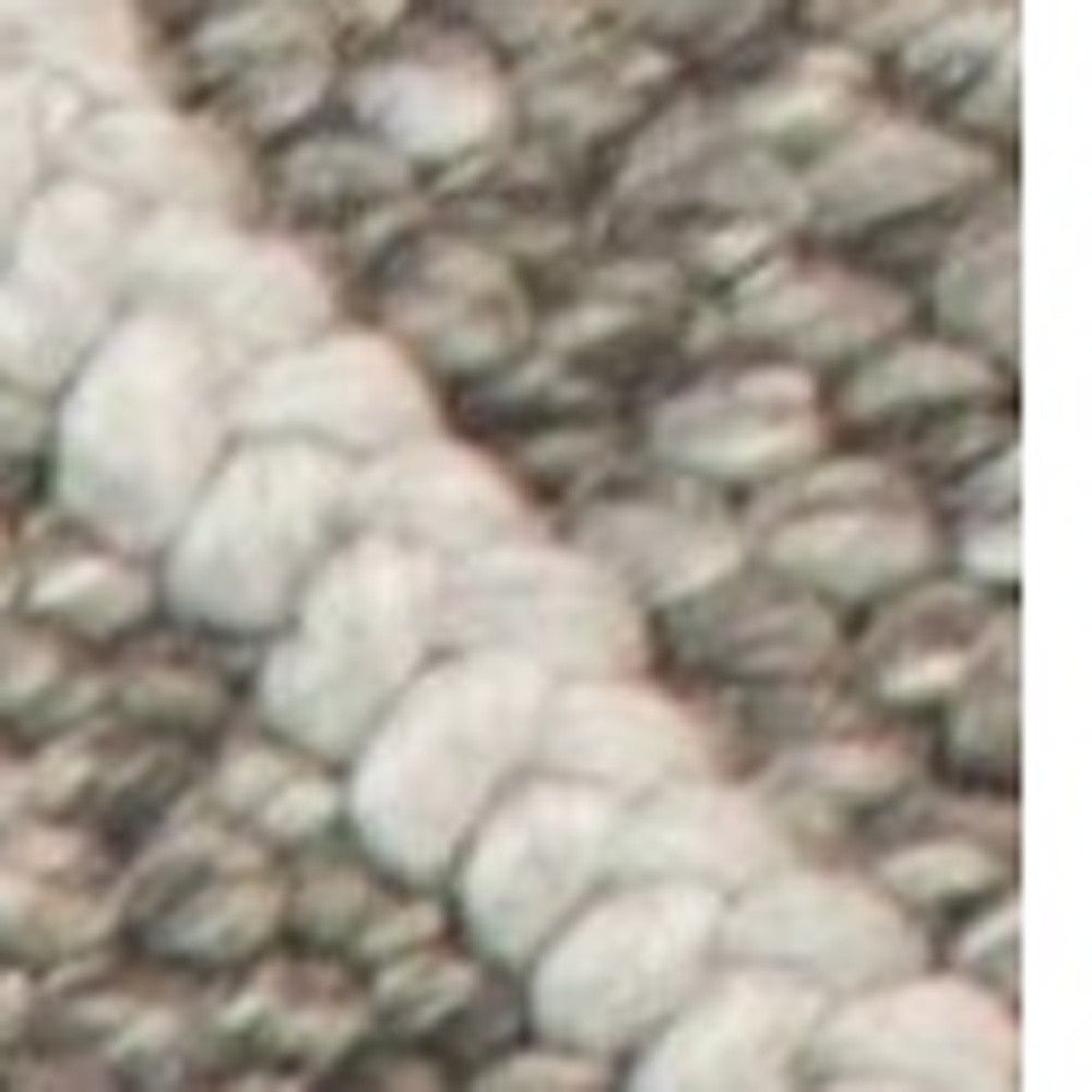 8' X 10' Dark Gray And Ivory New Zealand Lambs Wool Diamond Hand Woven