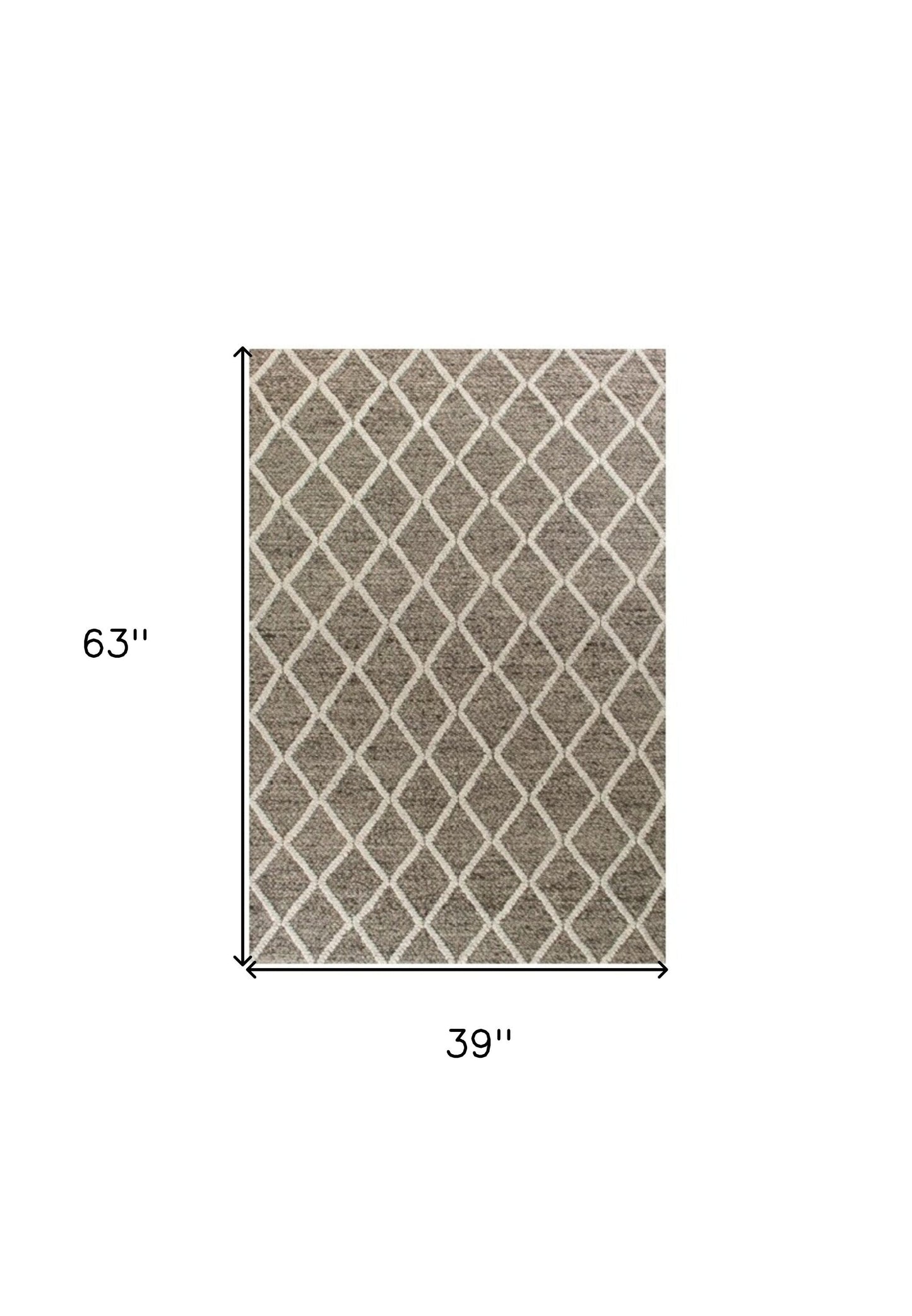 8' X 10' Dark Gray And Ivory New Zealand Lambs Wool Diamond Hand Woven