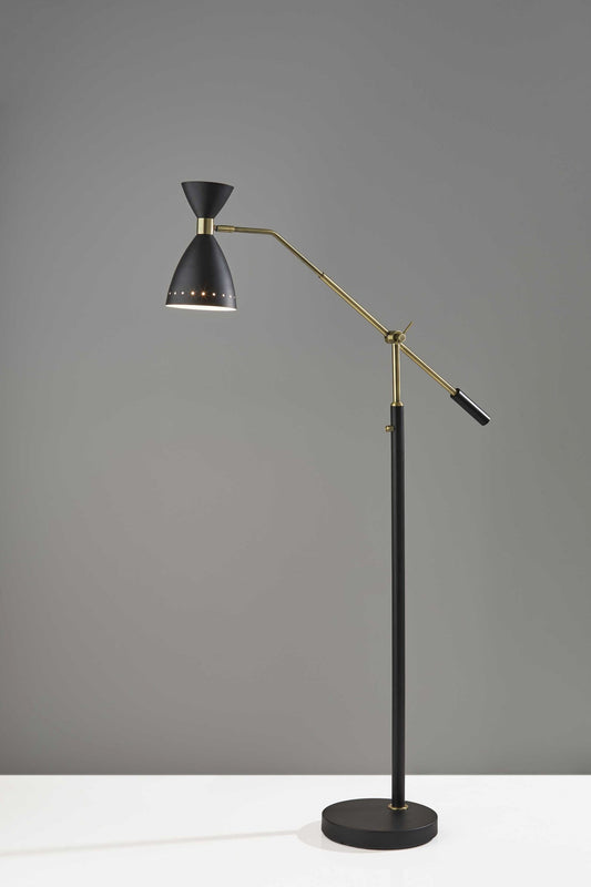 Black Metal Adjustable Floor Lamp 11" X 43" X 66"