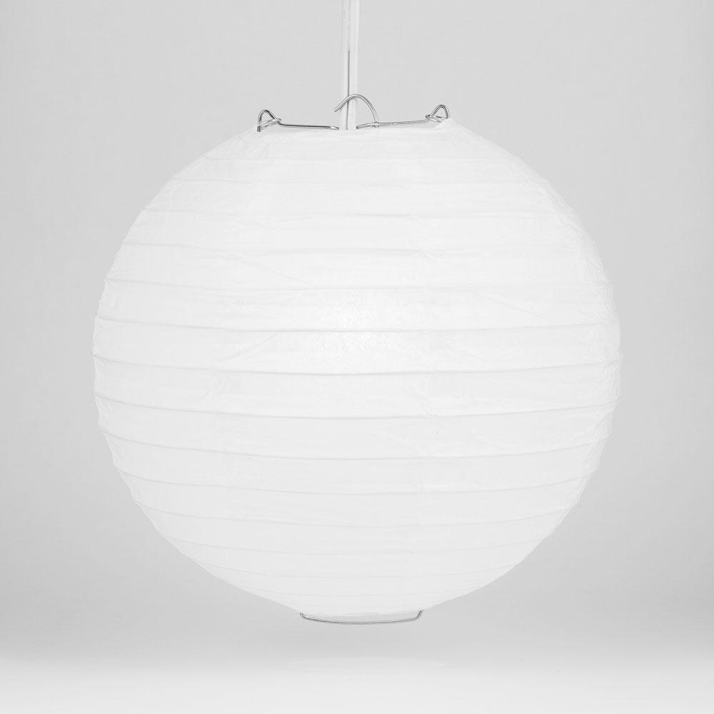 20" White Round Paper Lantern, Even Ribbing, Chinese Hanging Wedding &