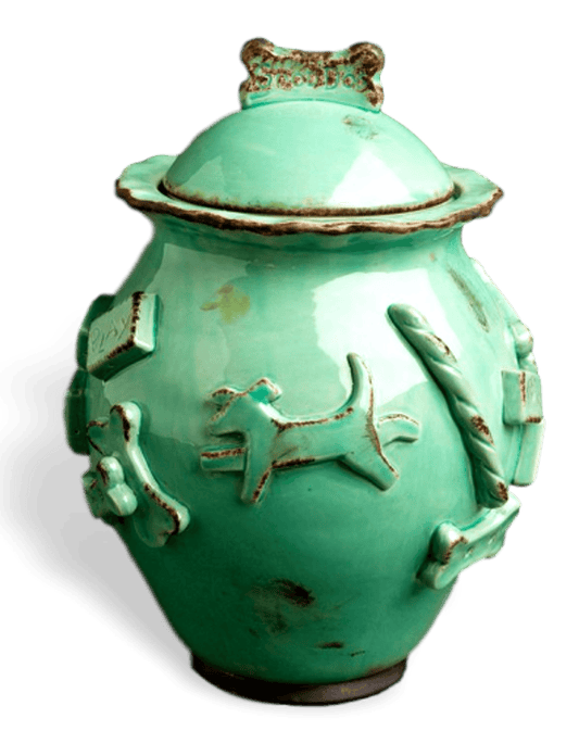 Elegant Stoneware Dog Treat Jar with Matching Bowls