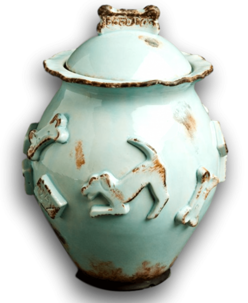 Elegant Stoneware Dog Treat Jar with Matching Bowls