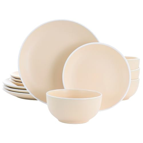 Spice by Tia Mowry Creamy Tahini 12 Piece Stoneware Dinnerware Set