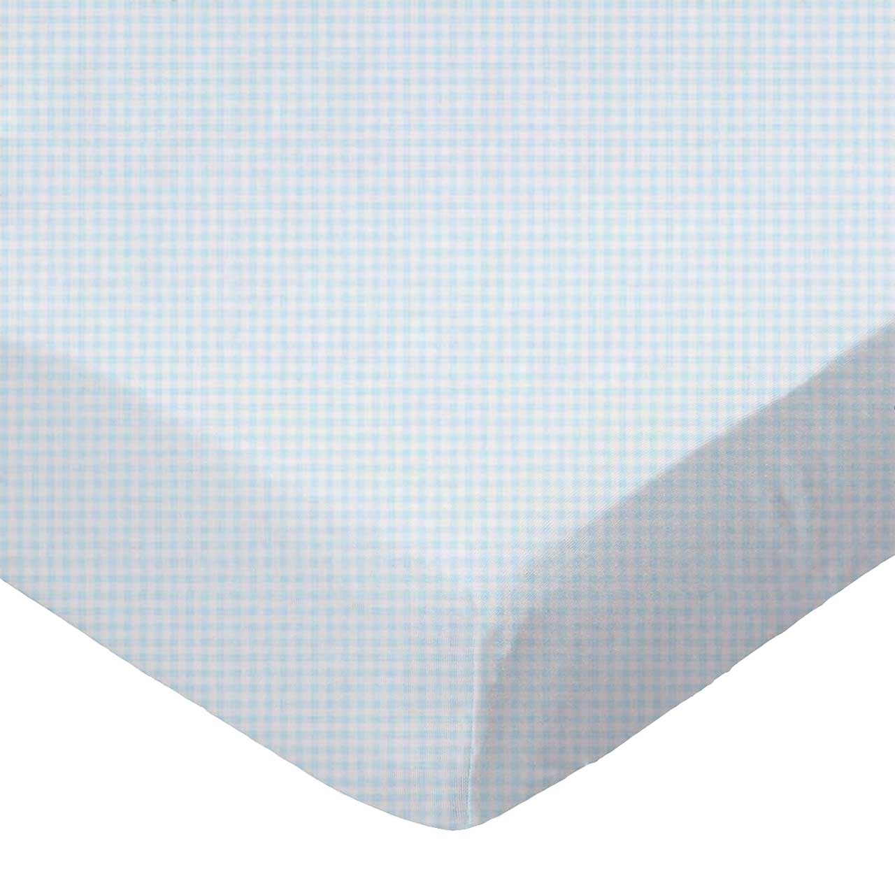 SheetWorld Fitted Youth Bed Sheet - 100% Cotton Jersey - Blue Gingham,