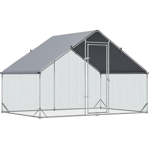 9.8 Ft x 6.6 Ft. Outdoor Yard Metal Walk-in Chicken Coop with