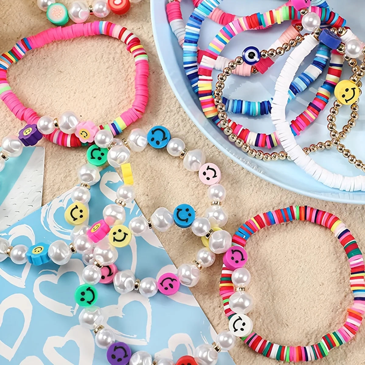 15-24 Grids Polymer Clay Beads Set Letter Imitation Pearl Beads Kit