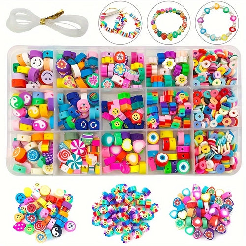 15-24 Grids Polymer Clay Beads Set Letter Imitation Pearl Beads Kit