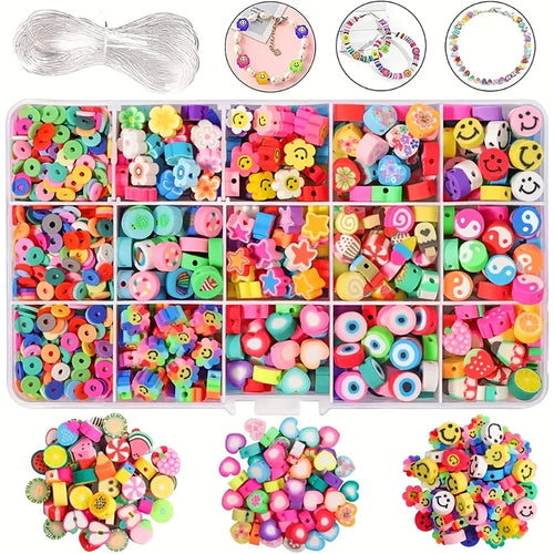 15-24 Grids Polymer Clay Beads Set Letter Imitation Pearl Beads Kit