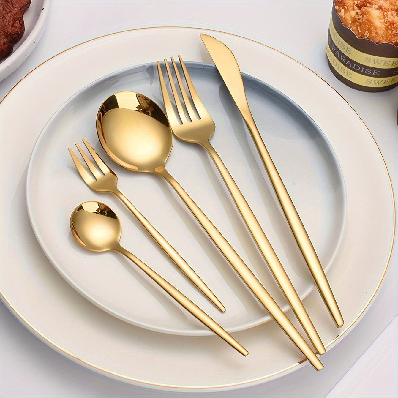 Luxurious 30Piece Gold Stainless Steel Cutlery Set