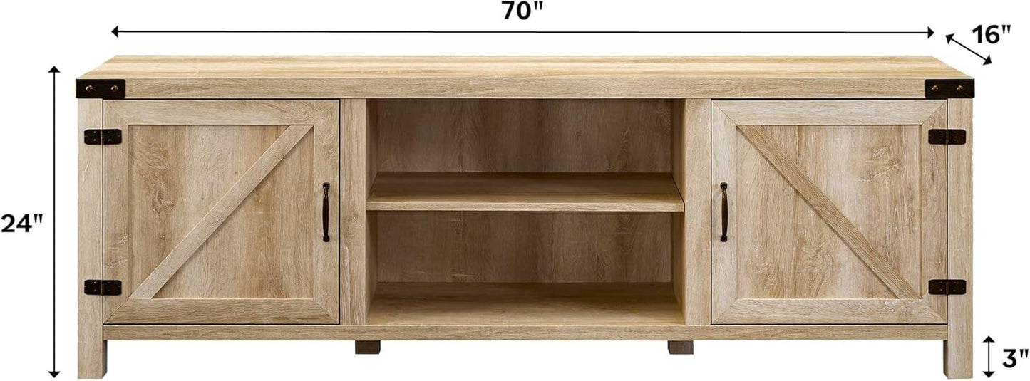 Georgetown Modern Farmhouse Double Barn Door TV Stand for Tvs up to 80