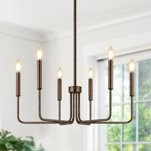 Rustic Black Chandelier, 6-Light Antique Farmhouse Chandelier for
