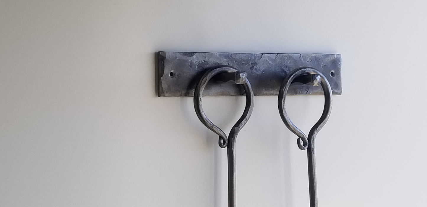 FORGED WALL HANGING fireplace tools, 3 piece