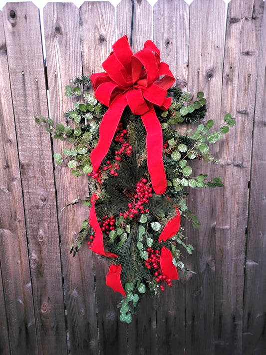 Large Faux Greenery/Eucalyptus/Pine/Pine Cone and Berry Swag