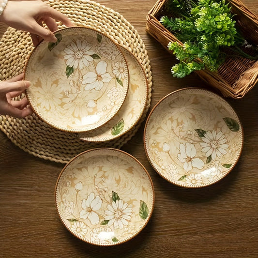 2Piece Ceramic Dinnerware Set with Floral Design