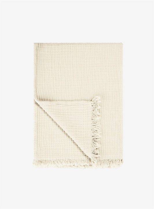 Cotton Beige Throw Blanket