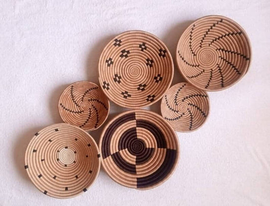 Set of 6 Wall baskets. Rwanda African wall baskets