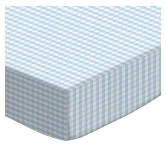 SheetWorld Fitted Crib Sheet - 100% Cotton Jersey - Blue Gingham, Made