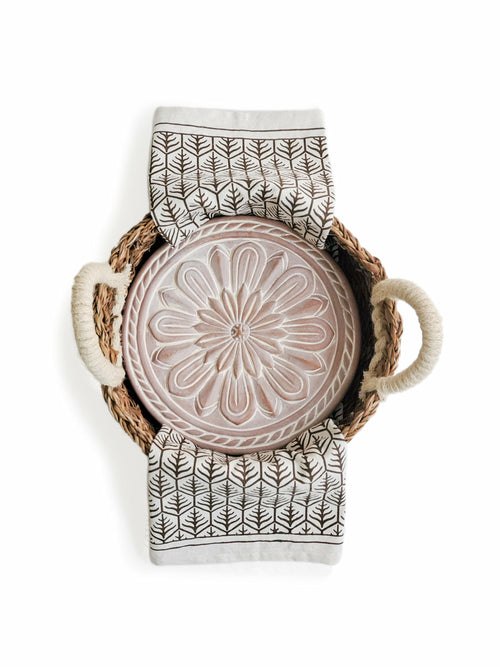 Bread Warmer & Basket Gift Set with Tea Towel - Vintage Flower