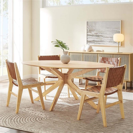Crossroads 71" Oval Wood Dining Table, Oak