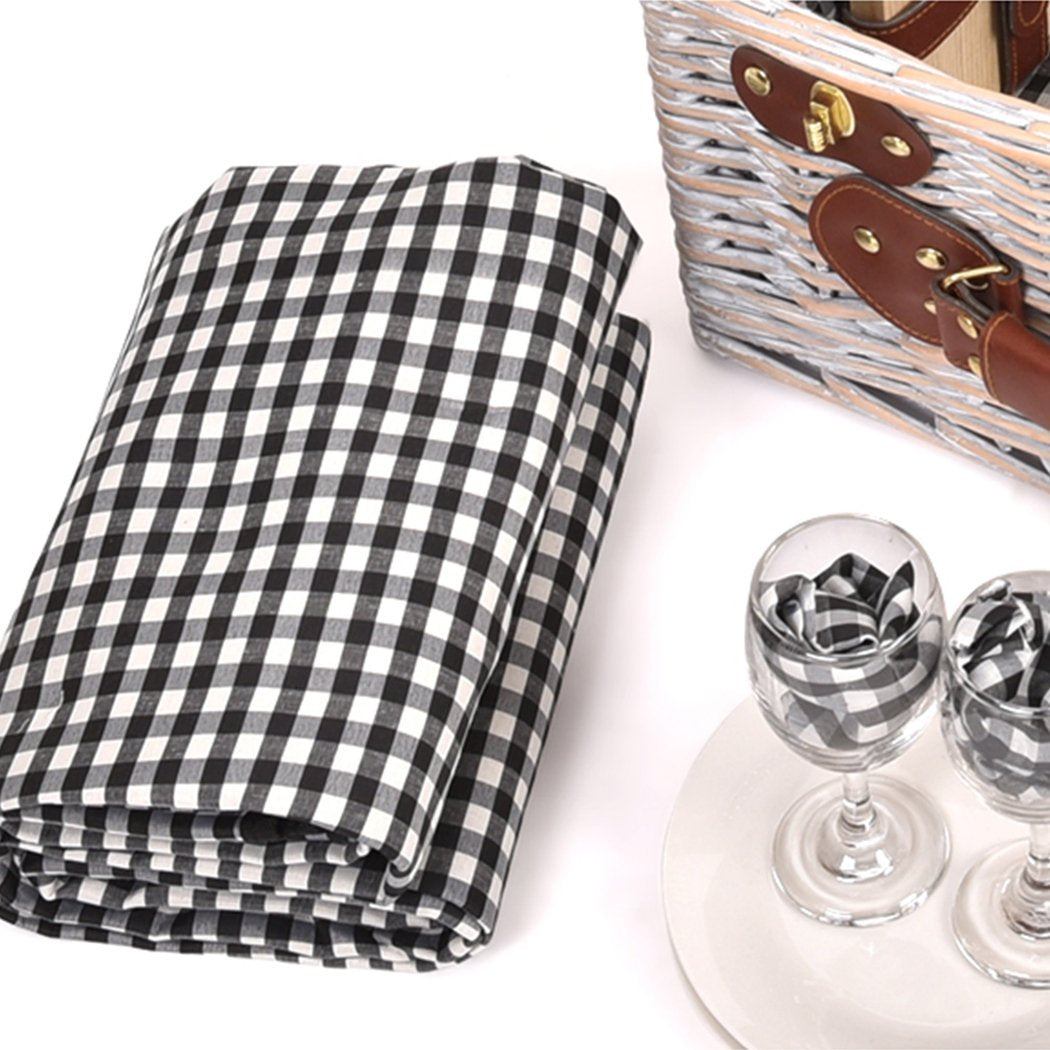 4 Person Picnic Basket Baskets Set Outdoor Blanket Deluxe Wicker Gift