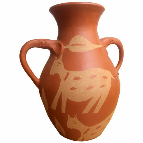 Terracotta Mithila Vase w/ Handles
