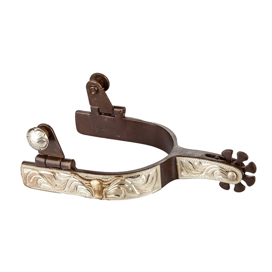 TABELO Antiqued Longhorn Show Spurs with Brass Accents and Engraved