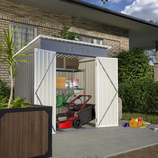 6'x4' Outdoor Metal Storage Shed For Garden Tools Lockable Door With