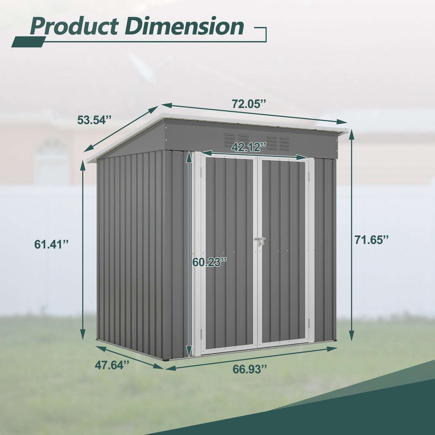 6'x4' Outdoor Metal Storage Shed For Garden Tools Lockable Door With