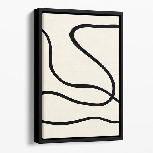 Black Lines 01 Floating Framed Canvas