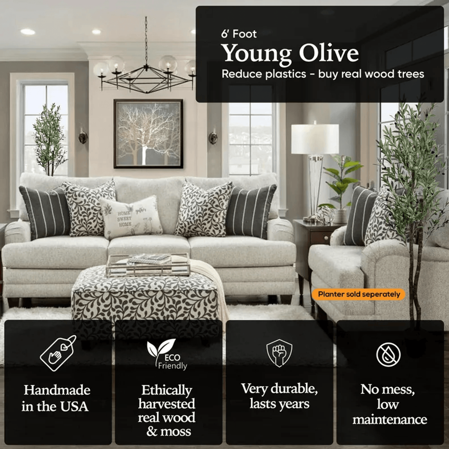 Handcrafted 6' Real Touch Olive Tree For Elegant Interiors