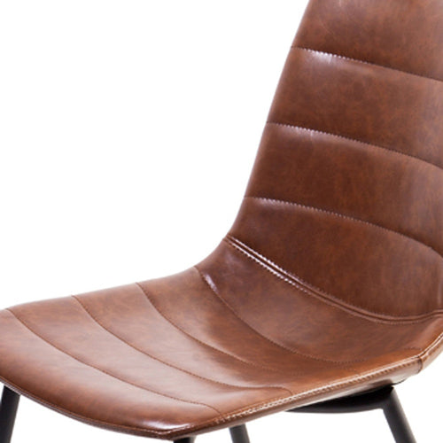 Two 32inches Brown Leatherette and Iron Dining Chairs