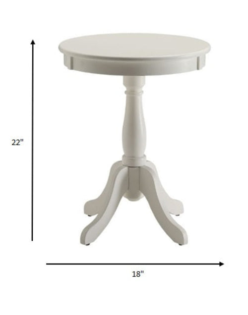 Cottage White Wood Pedestal Side or End Table