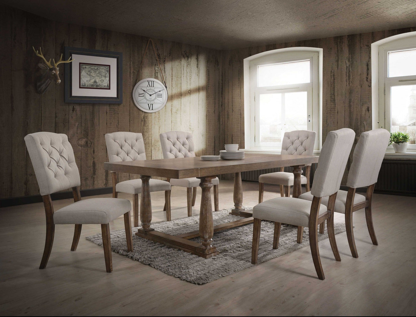 88inches X 40inches X 30inches Weathered Gray Dining Table