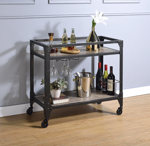 32inches X 16inches X 31inches Black Metal Serving Cart
