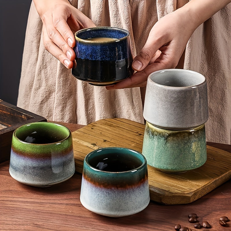 Set of 2 Japanese Kiln Ceramic Mugs  76oz Gradient Design