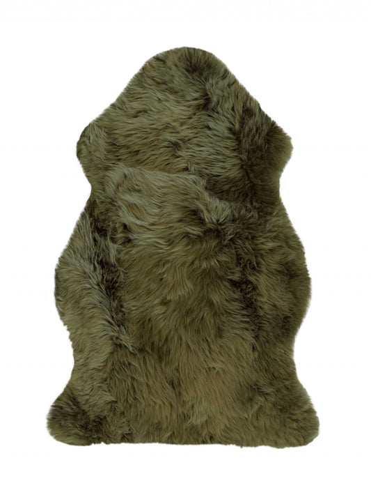 2 x 3 Khaki Green New Zealand Natural Sheepskin Rug