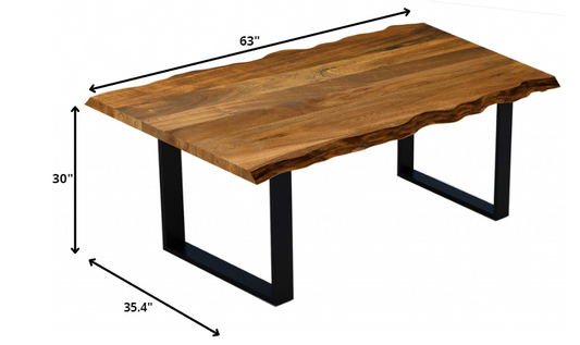 63inches Modern Rustic Real Wood Live Edge Dining Table