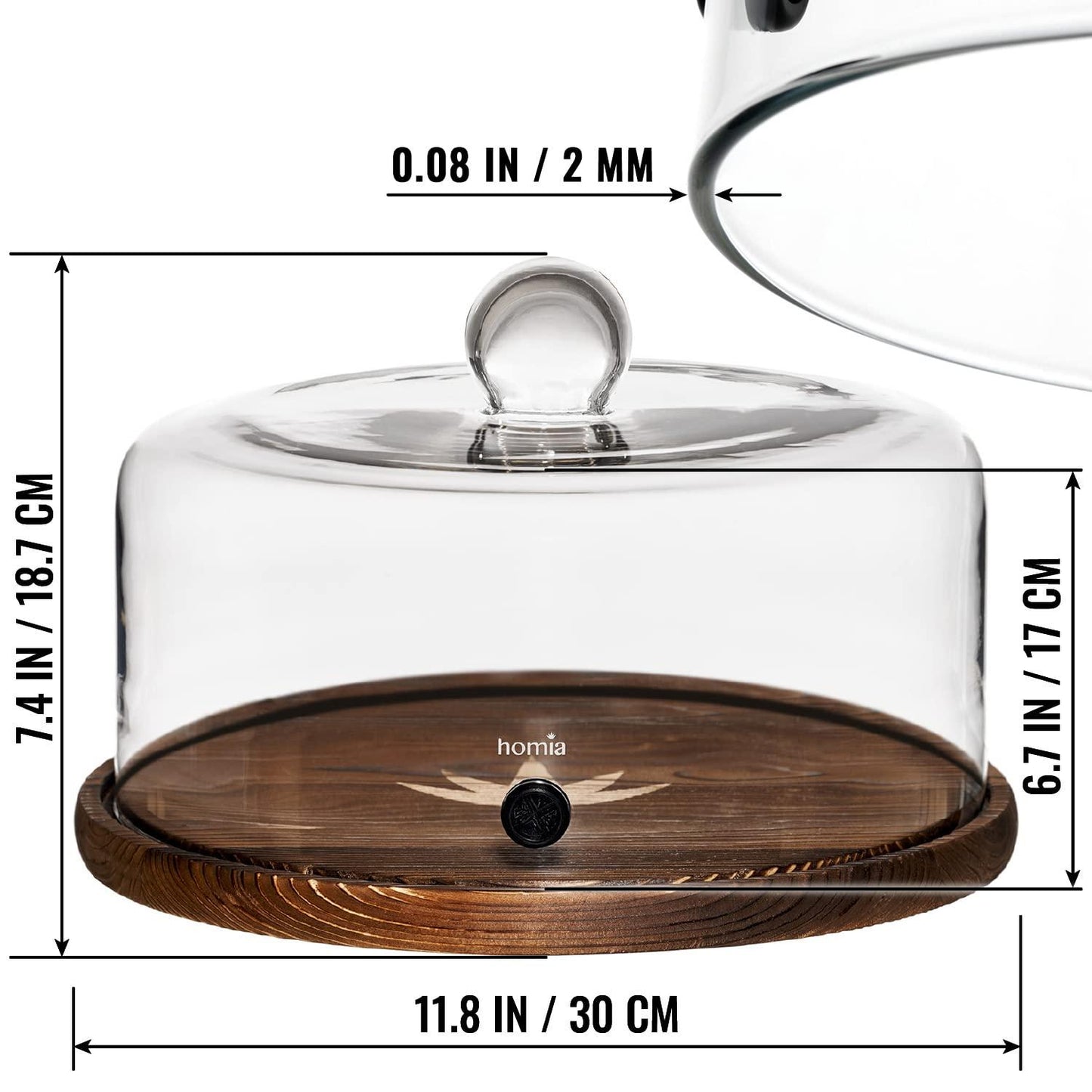 Smoking Gun Accessory Cloche with Wooden Base 11.8  x 6.7    Glass