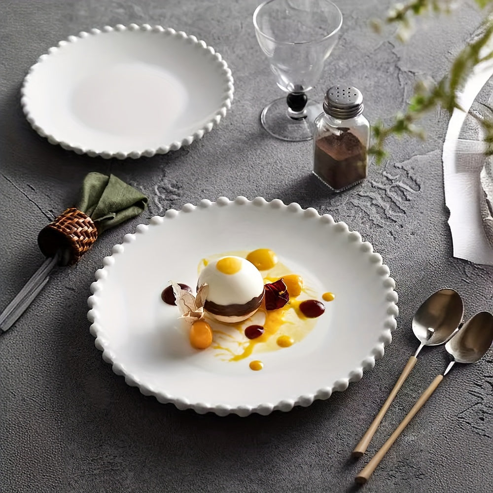 Elegant White Wave Ceramic Plate Luxe Minimalist Design