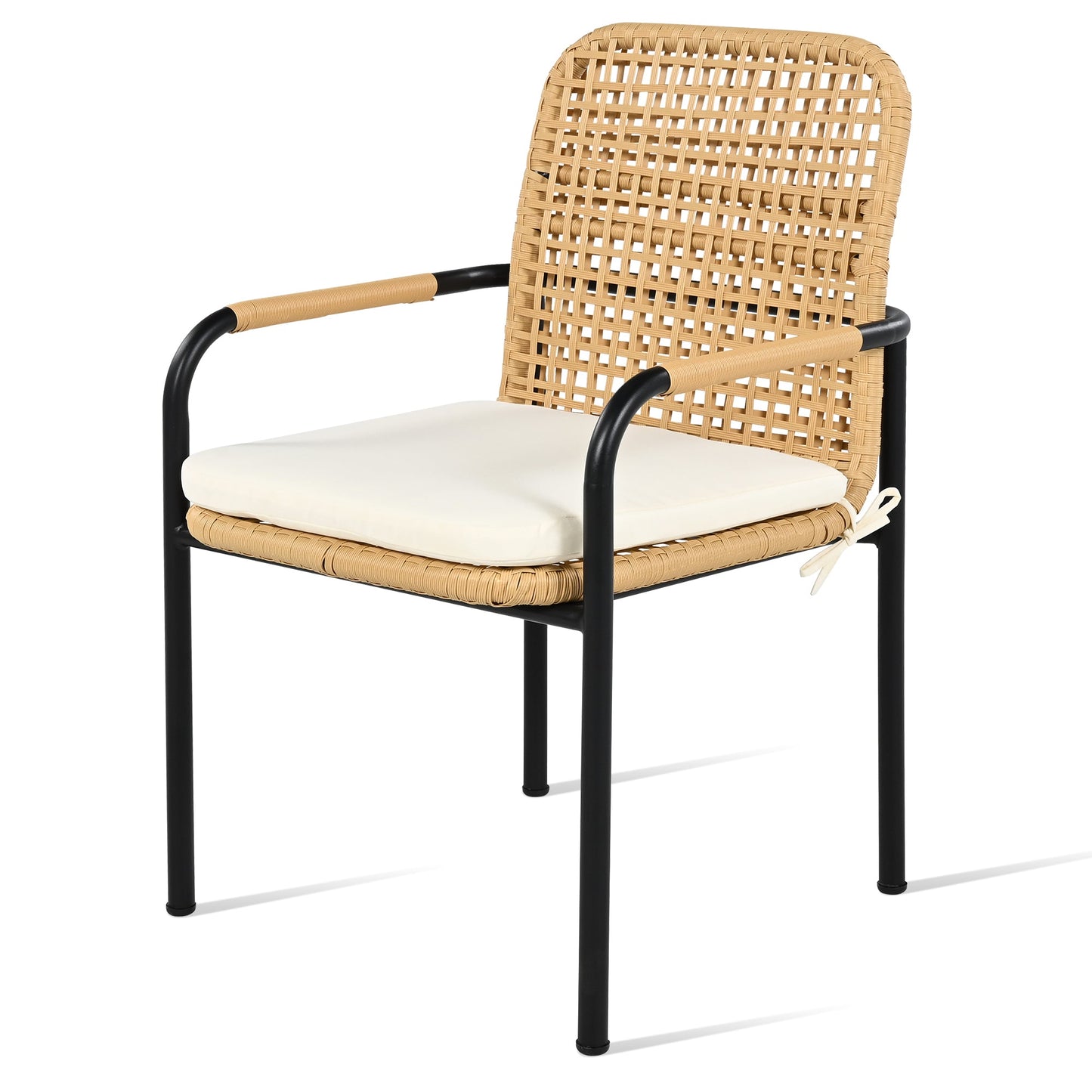 7 Pieces Patio Dining Set, Outdoor Wicker Furniture Set, Plastic-wood