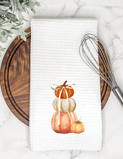 Pumpkin Topiary Waffle Tea Towel