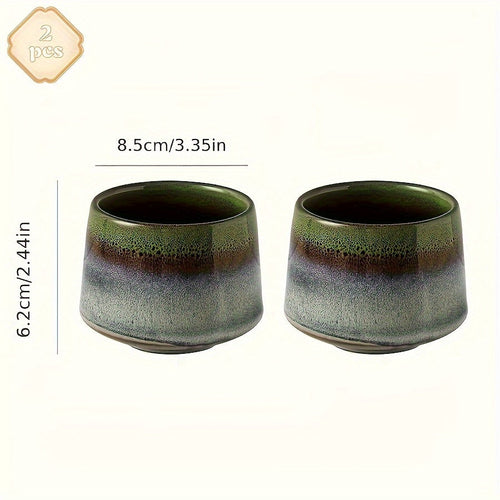 Set of 2 Japanese Kiln Ceramic Mugs  76oz Gradient Design