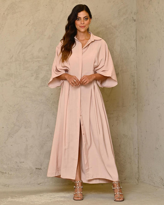 Rose Italian Pleated Waist Dress