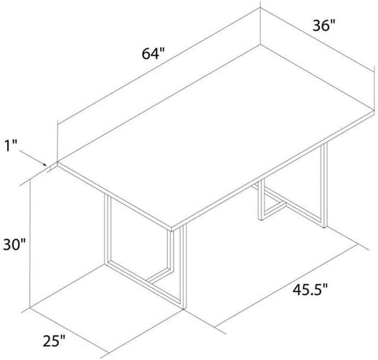 Dining Table, Faux White Marble Top with Gold Legs