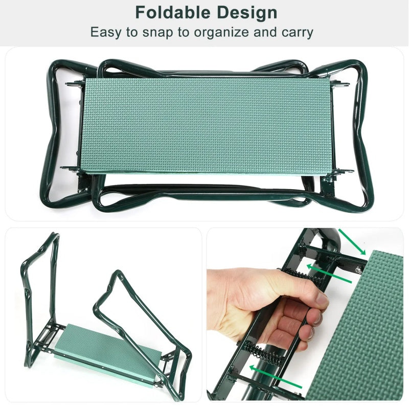 Foldable Garden Kneeler Seat With Kneeling Soft Cushion Pad Tools